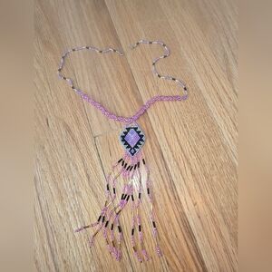 Pink and Black Beaded Necklace